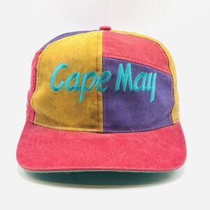 Vintage Cape May Colorblock Pinwheel Baseball Hat Cap Mens OS Snapback Patchwork
